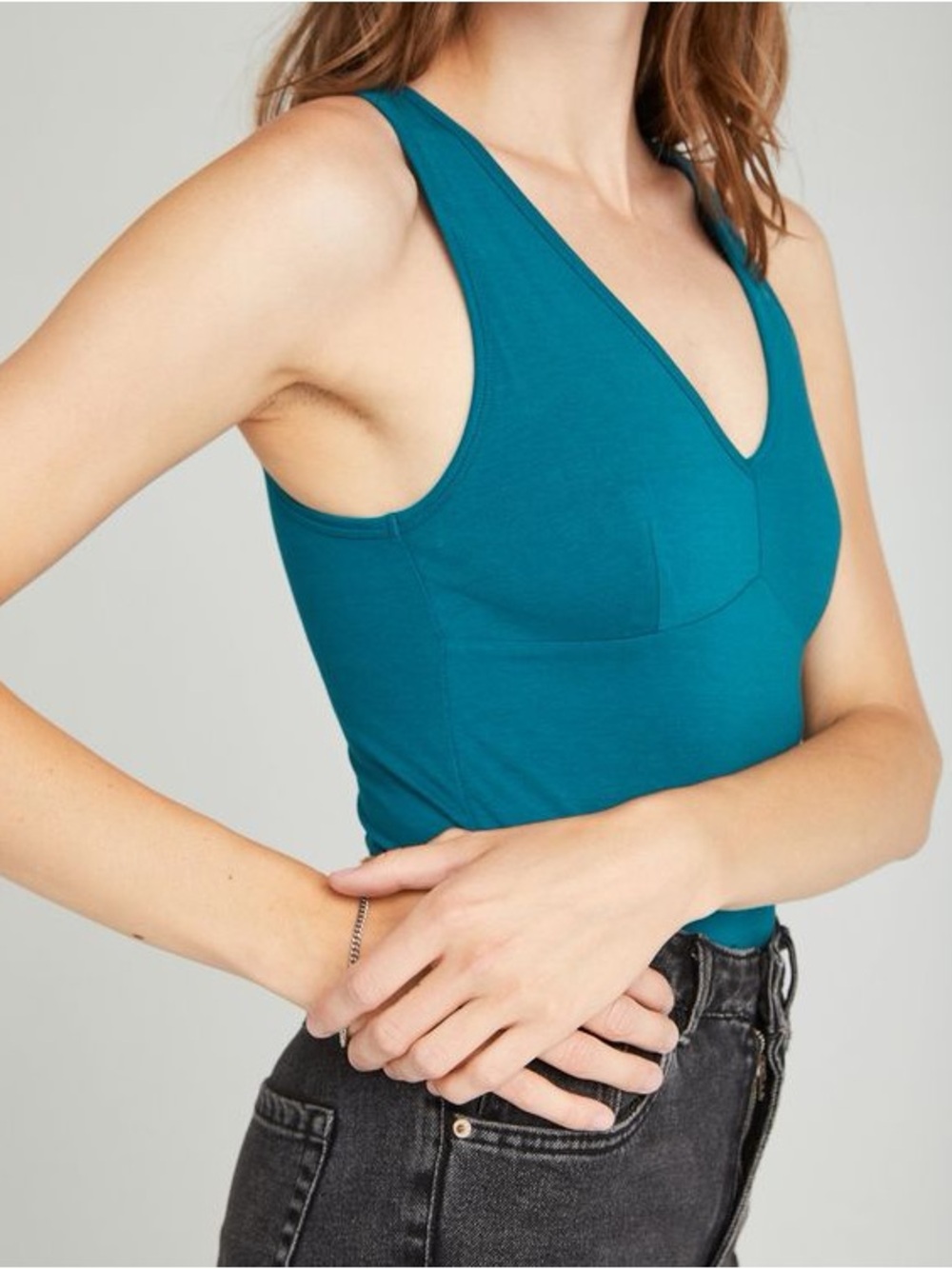 Richer Poorer Teal V-Neck Fitted Bodysuit